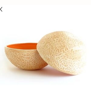 *ONE* Vegetabowls Signed Handmade Cantaloupe Fruit Bowl 2012 Eclectic Whimsical